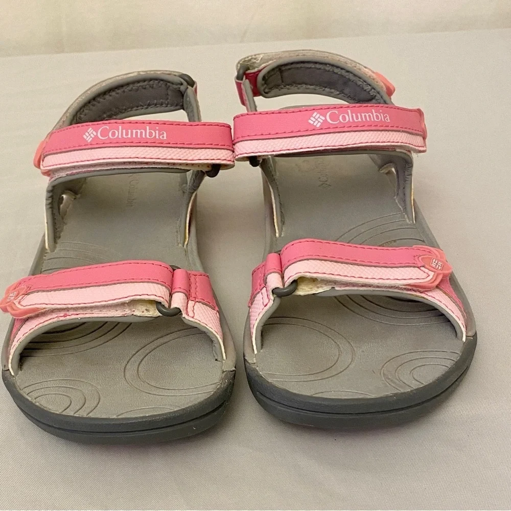Columbia Sz 4 Youth Sandals Pink Adjustable Straps Walking Hiking Girls Shoes
